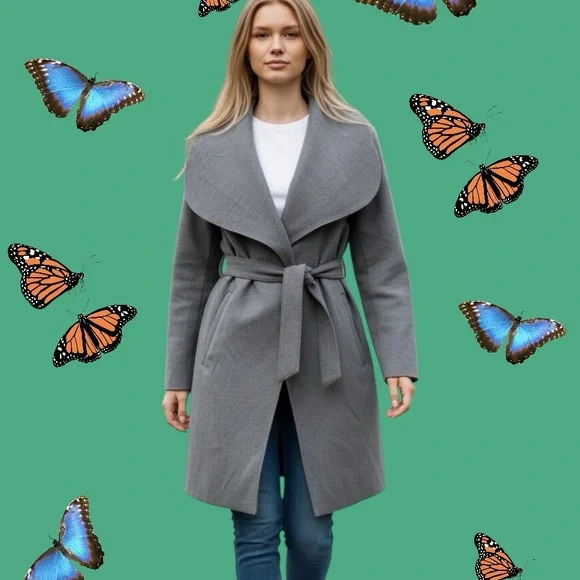 Vintage Y2K Forever 21 Women's Gray Trench Coat - Picture 6 of 10